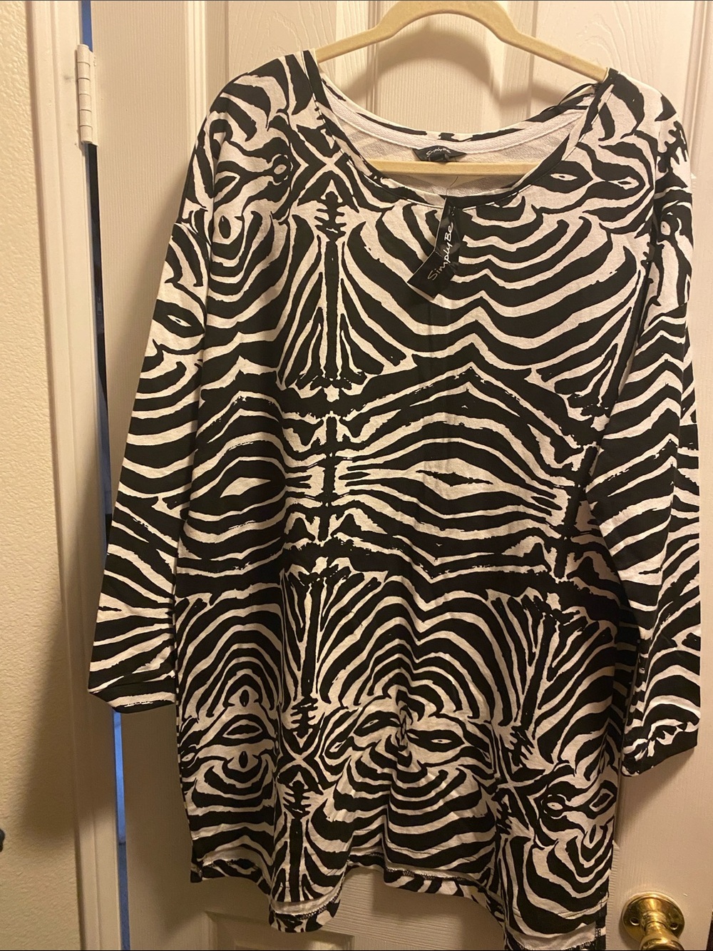 Simply Be Black and White Zebra-Print Long Sleeve Dress
